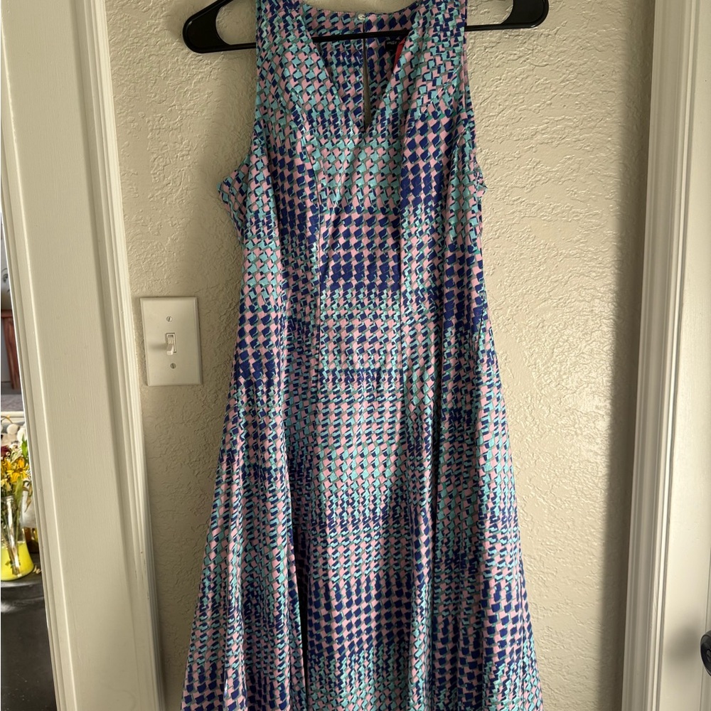 Maggy London Blue and Pink Print Midi Dress - Picture 2 of 4